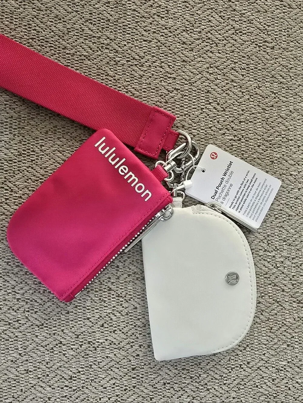 Lululemon PSNT/Bone Pink Off White Dual Pouch Wristlet